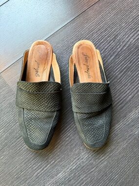 Free People Black Woven Slip-On Mule